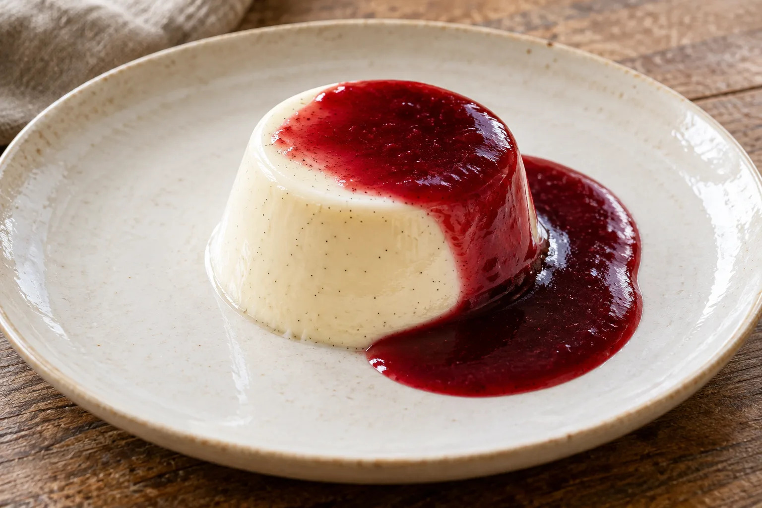 Panna cotta alla vaniglia con coulis liscio ai frutti di bosco
