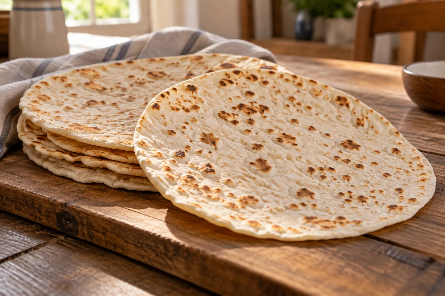 Piadine romagnole dorate fatte in casa