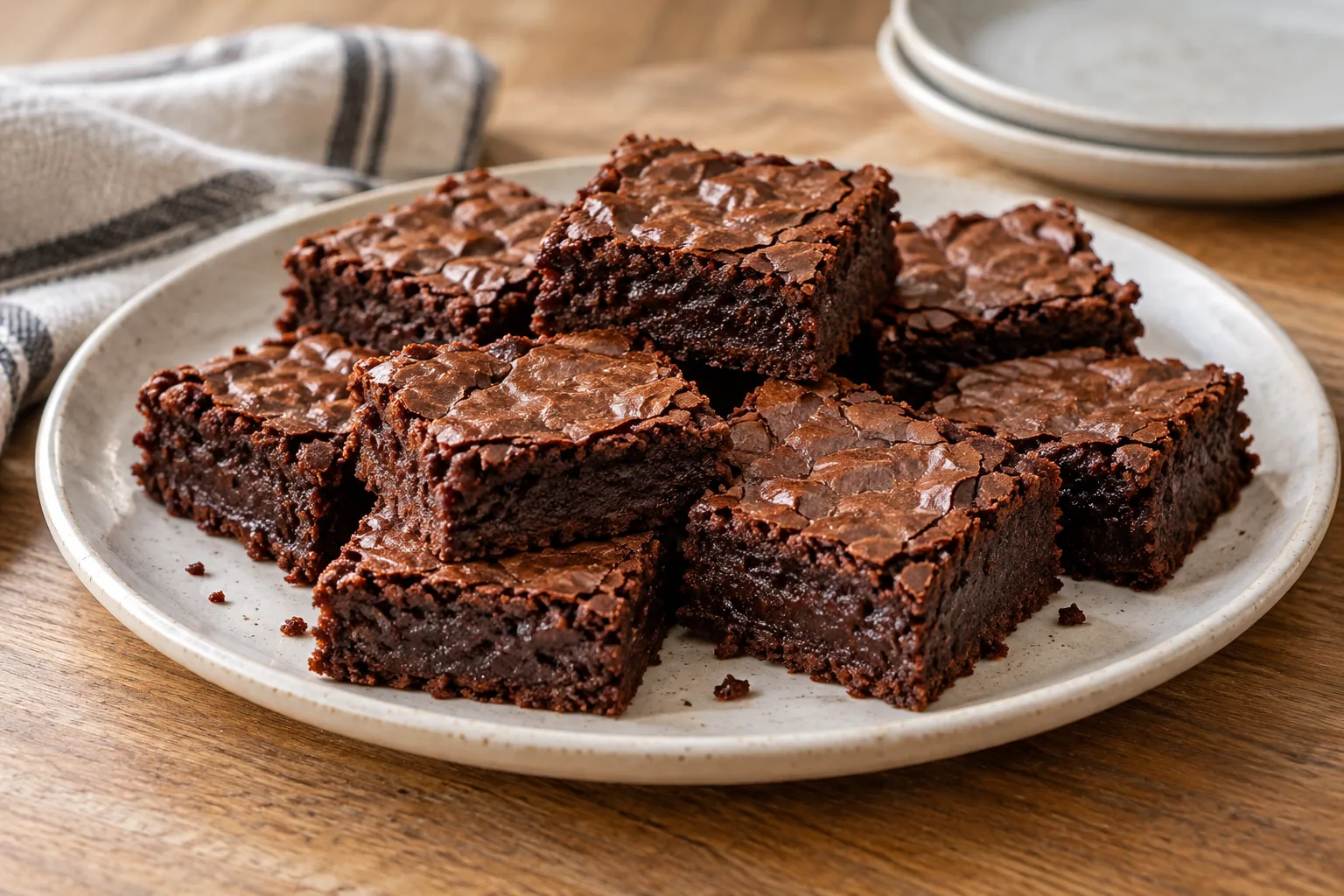 Saftige Schokoladenbrownies auf einem Teller